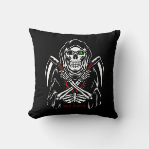 Grimmiger Sensenmann Scythe Death Skelettknochen H Kissen