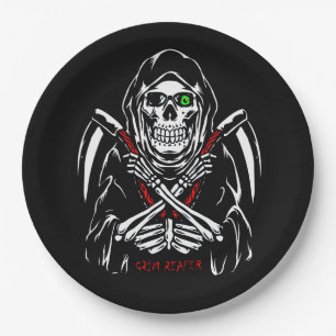 Grimmiger Sensenmann Scythe Death Skelettknochen H Pappteller