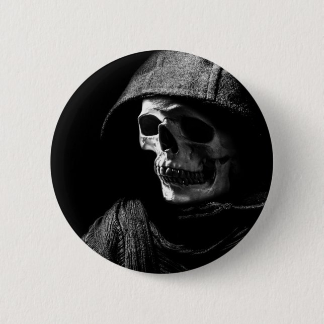Grimmiger Sensenmann Skull Button (Vorderseite)