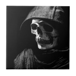 Grimmiger Sensenmann Skull Fliese