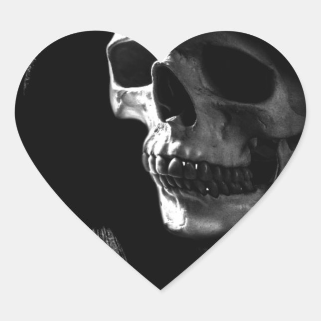 Grimmiger Sensenmann Skull Herz-Aufkleber (Vorderseite)