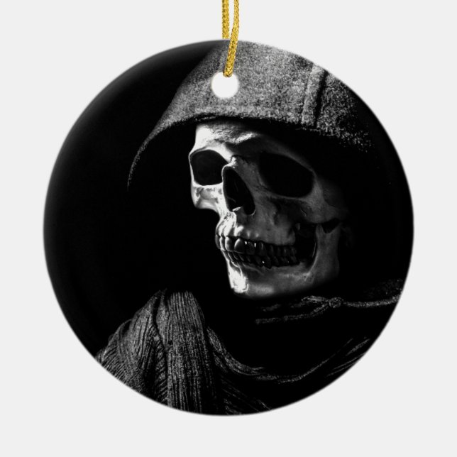 Grimmiger Sensenmann Skull Keramikornament (Vorne)
