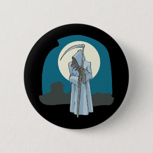 Grimmiger Sensenmann und Mond Button