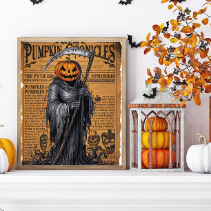 Grimmiger Sensenmann Vintag Style Halloween Zeitun Poster