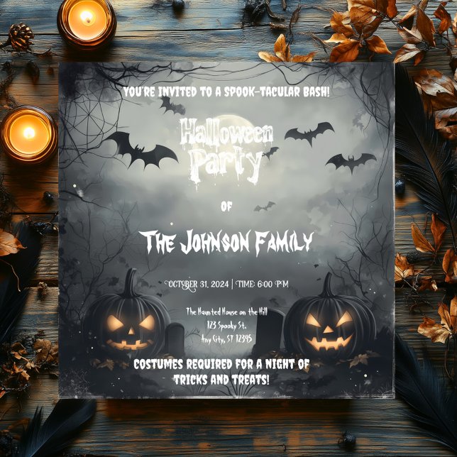 Grimmiges Halloween-Party mit Jack-o''Lanterns & B Einladung (Von Creator hochgeladen)