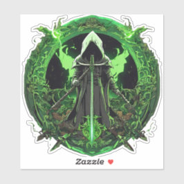 grimmiges Sensenmann-Emblem in grün6 Aufkleber
