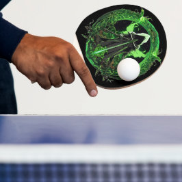 grimmiges Sensenmann-Emblem in grün6 Tischtennis Schläger