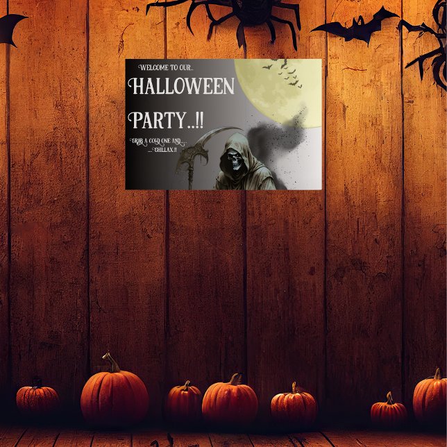 Grimmiges Sensenmann Halloween-Party Poster (Grim Reaper Halloween Party Poster)
