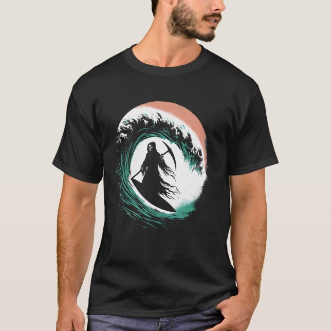 Grimmiges Surfen im Sensenmann - unheimlich Hallow T-Shirt (Vorderseite)