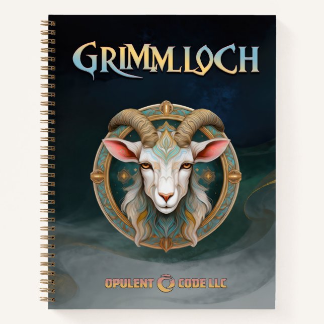 Grimmloch Goat Emblem Fantasy RPG Notizbuch (Vorderseite)