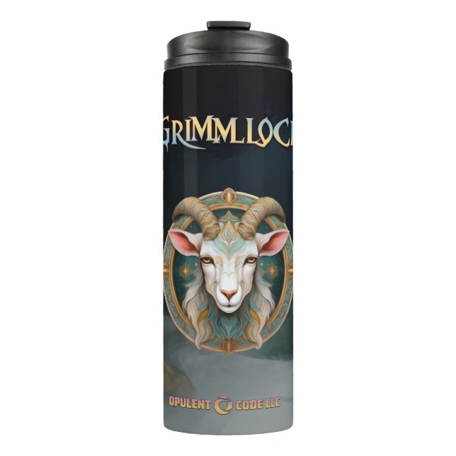 Grimmloch Goat Emblem Fantasy RPG Thermosbecher (Vorderseite)