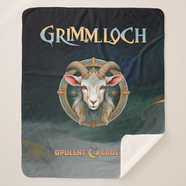 Grimmloch-Ziegen-Emblem Fantasy-RPG einseitig Sherpadecke (Vorderseite)