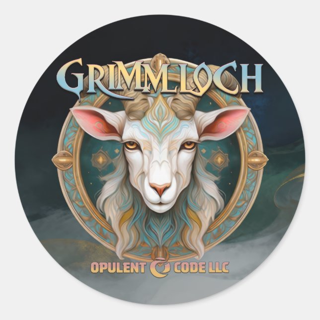 Grimmloch-Ziegen-Emblem Fantasy-RPG Runder Aufkleber (Vorderseite)