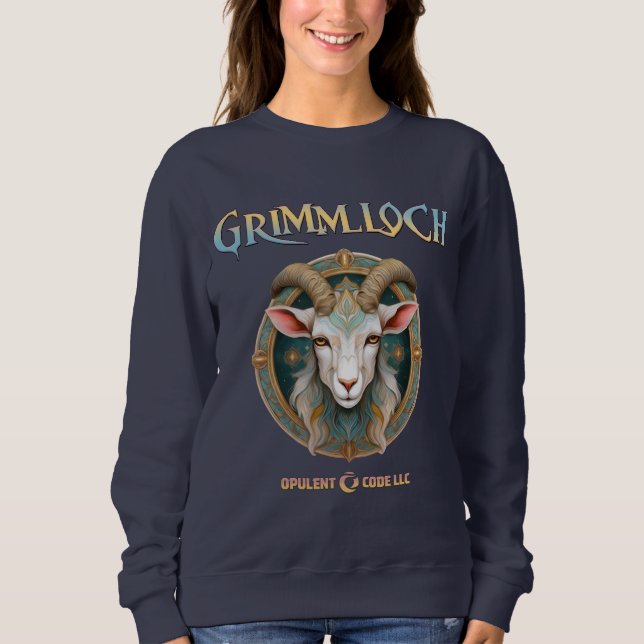 Grimmloch-Ziegen-Emblem Fantasy-RPG Sweatshirt (Vorderseite)