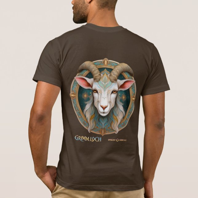 Grimmloch-Ziegen-Emblem Fantasy-RPG T-Shirt (Rückseite)