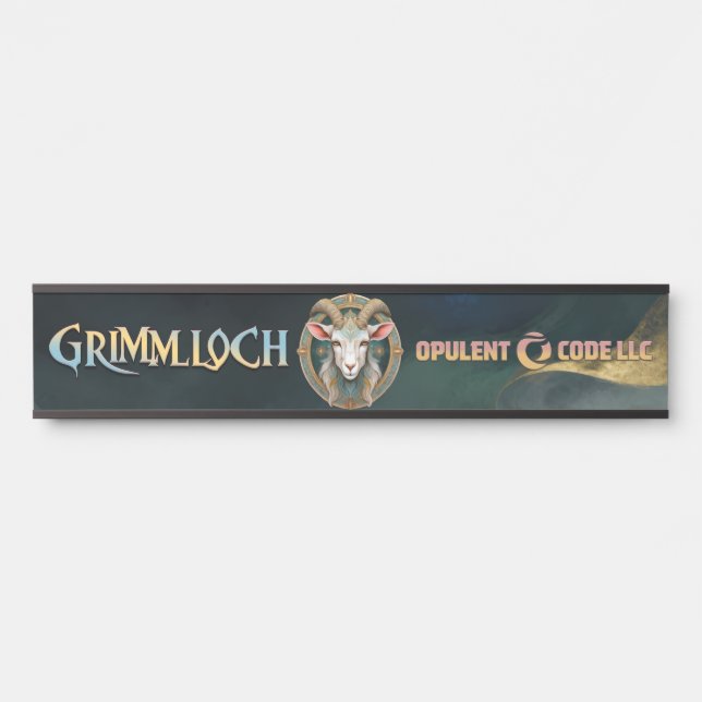 Grimmloch-Ziegen-Emblem Fantasy-RPG Türschild (Vorderseite )