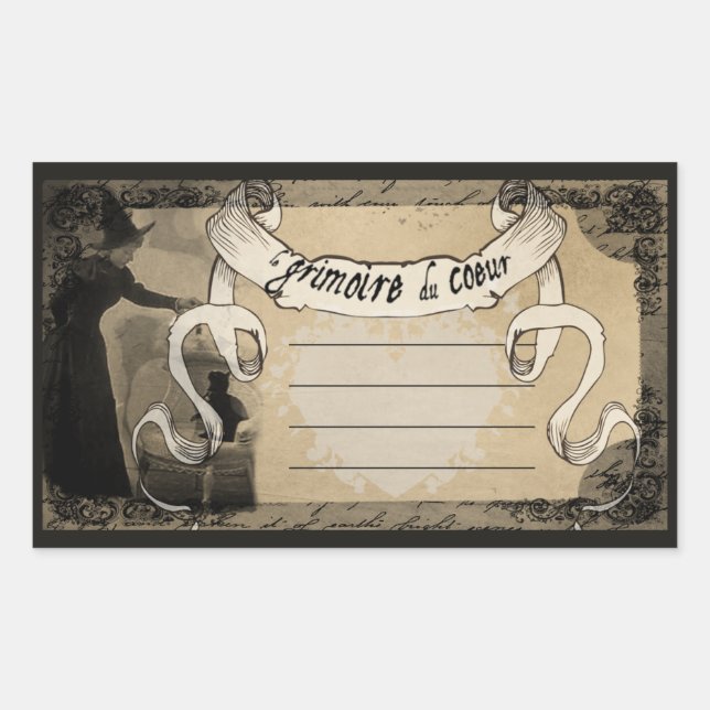 GRIMOIRE DU COEUR ETIKETT RECHTECKIGER AUFKLEBER (Vorderseite)