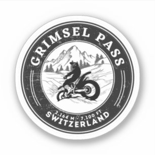 Grimsel-Pass - Schweizer Alpen - Motorradtour Aufkleber