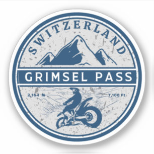 Grimsel-Pass - Schweizer Alpen - Motorradtour Aufkleber