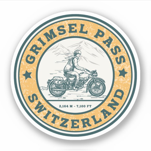 Grimsel-Pass - Schweizer Alpen - Motorradtour Aufkleber (Vorderseite)