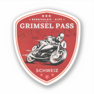 Grimsel-Pass - Schweizer Alpen - Motorradtour Aufkleber