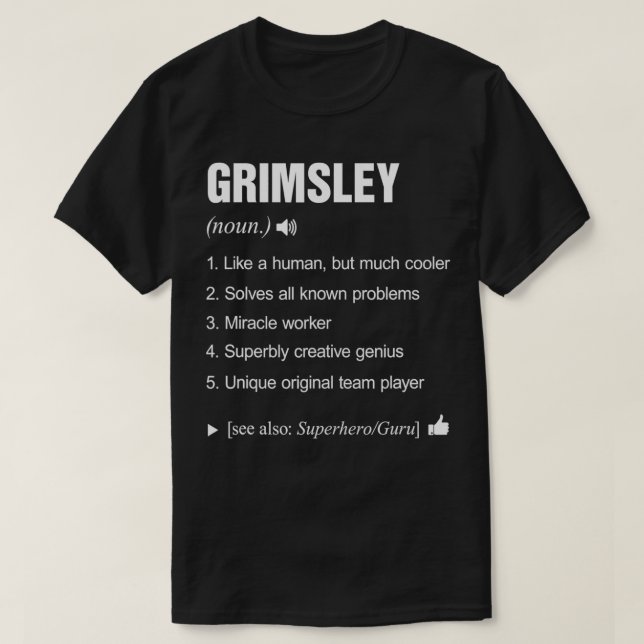 Grimsley Name Definition Retro Family Funny  T-Shirt (Design vorne)