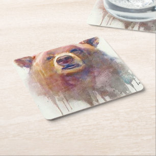 "Grin & Bear it" Rechteckiger Pappuntersetzer