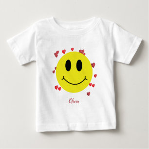 Grin Face mit Red Hearts Personalisiert Baby T-shirt