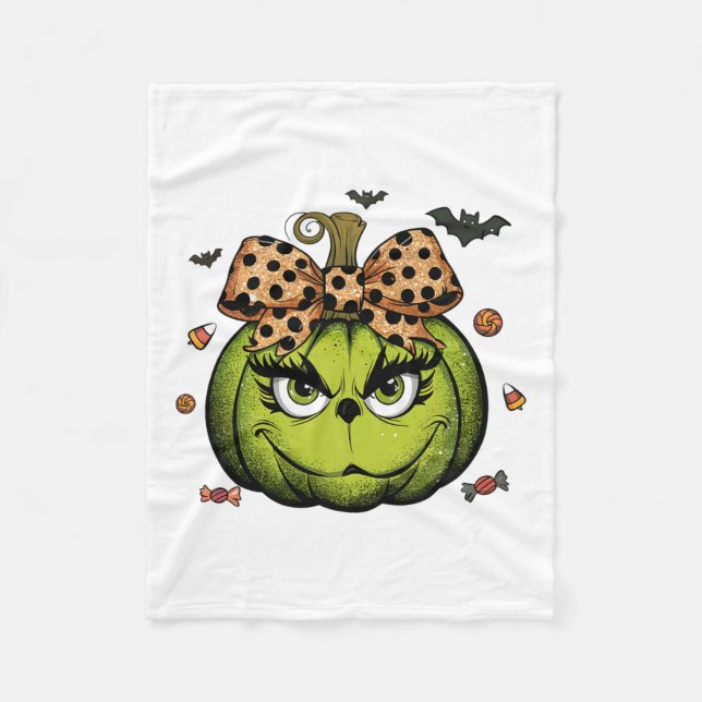 Grinc Pumpkin Coquette Pumpkin Halloween Spooky Se Fleecedecke (Vorderseite)