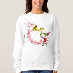 Grinch bläst das fröhliche Grinchmas-Horn Sweatshirt