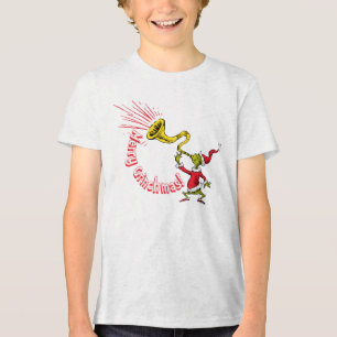 Grinch bläst das fröhliche Grinchmas-Horn Tri-Blend Shirt