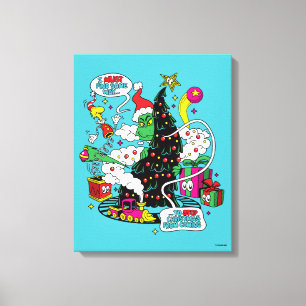 Grinch Buntes Weihnachtsgrafik Leinwanddruck