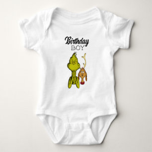Grinch Chalkboard Birthday Boy Baby Strampler