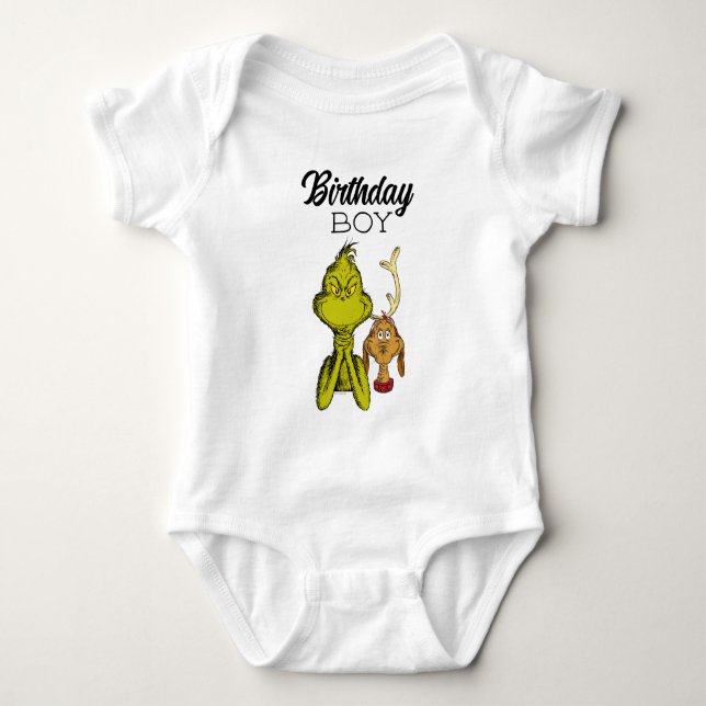 Grinch Chalkboard Birthday Boy Baby Strampler (Vorderseite)