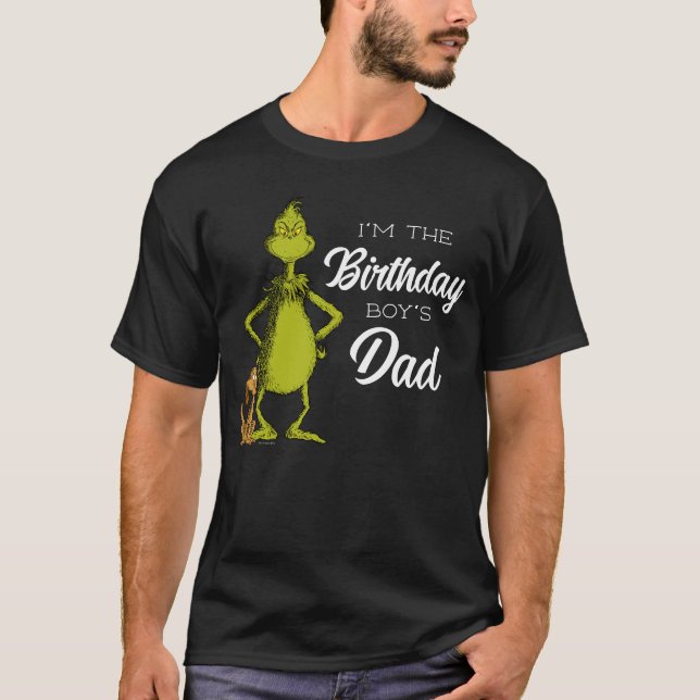 Grinch Chalkboard Birthday Boy's Vater T-Shirt (Vorderseite)