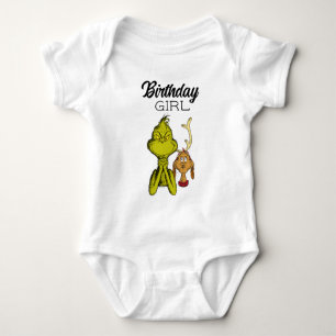 Grinch Chalkboard Birthday Girl Baby Strampler