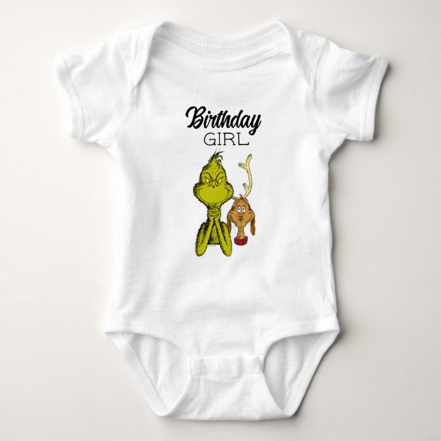 Grinch Chalkboard Birthday Girl Baby Strampler (Vorderseite)