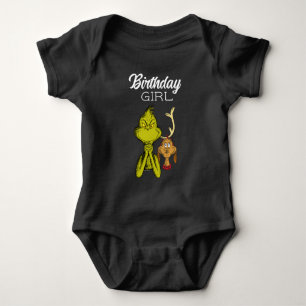 Grinch Chalkboard Birthday Girl Baby Strampler