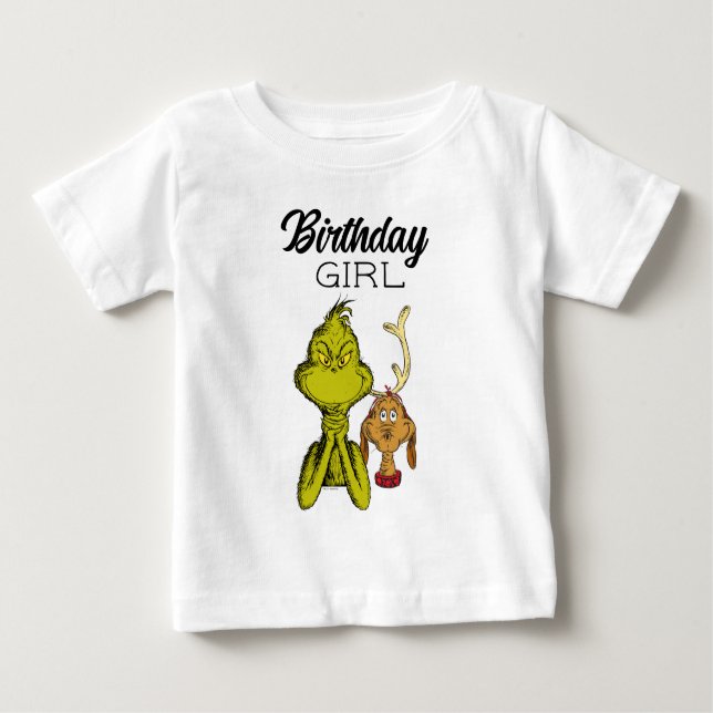 Grinch Chalkboard Birthday Girl Baby T-shirt (Vorderseite)