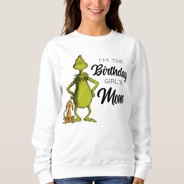 Grinch Chalkboard Birthday Girl's Mama Sweatshirt (Vorderseite)