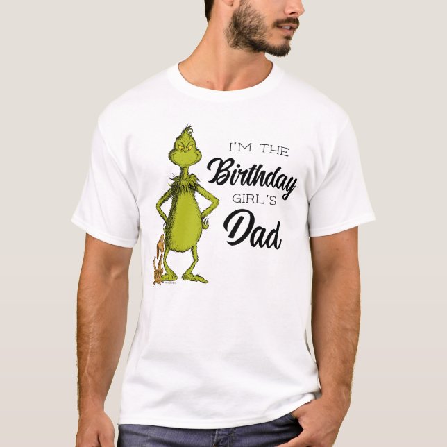 Grinch Chalkboard Birthday Girl's Vater T-Shirt (Vorderseite)