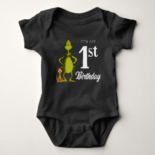 Grinch Chalkboard Erstes Geburtstag Baby Strampler