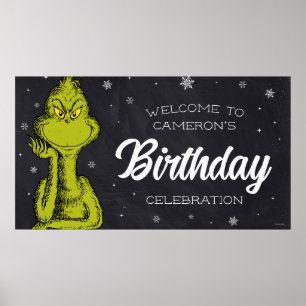 Grinch Chalkboard Geburtstag Poster