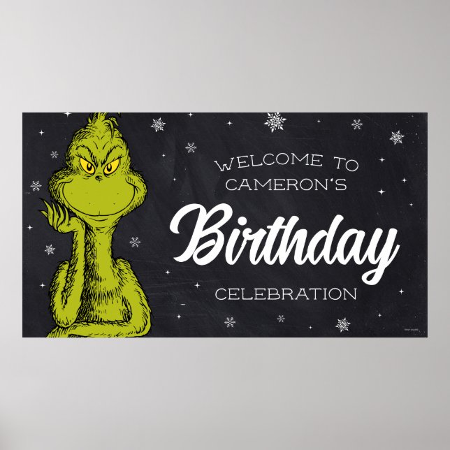 Grinch Chalkboard Geburtstag Poster (Vorne)