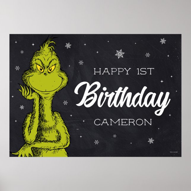 Grinch Chalkboard Geburtstag Poster (Vorne)