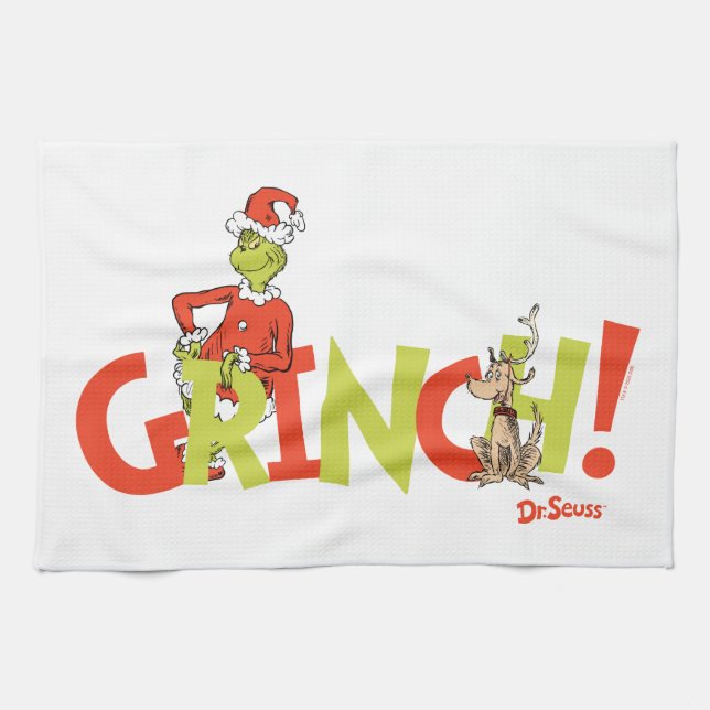 Grinch! Charakter-Logo-Grafik Geschirrtuch (Horizontal)