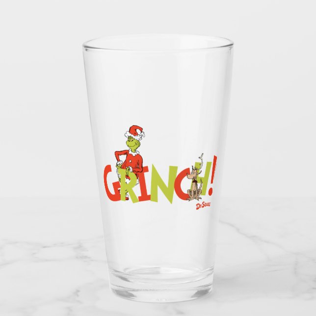 Grinch! Charakter-Logo-Grafik Glas (Vorderseite)