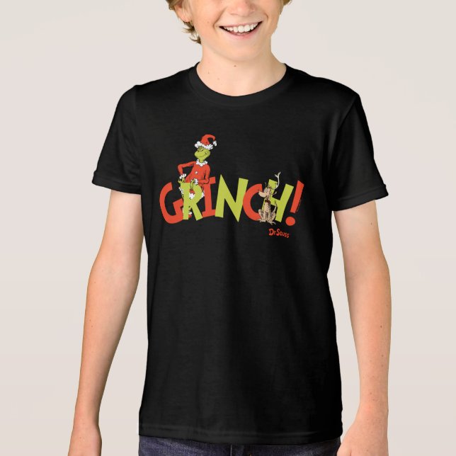 Grinch! Charakter-Logo-Grafik Tri-Blend Shirt (Vorderseite)