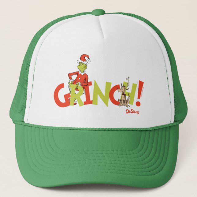 Grinch! Charakter-Logo-Grafik Truckerkappe (Vorderseite)