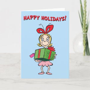 Grinch Cindy-Lou Who - Geschenk haltend Feiertagskarte